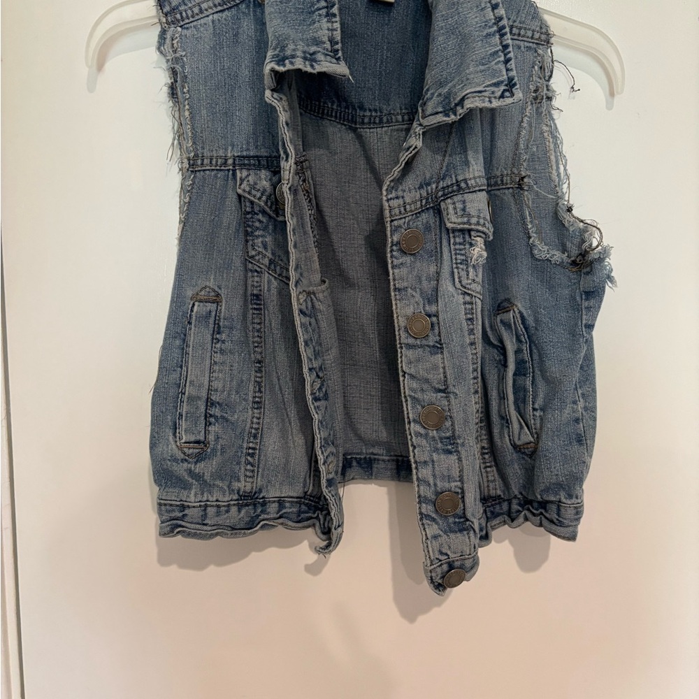 Distressed Denim Vest